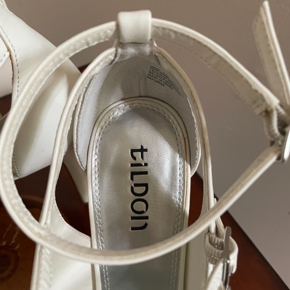 Tildon White Multi-Staples Caged Open Toe Heels - Picture 10 of 14